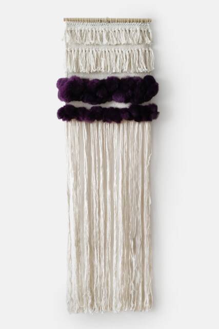 Woven Wall Hanging Boho Cotton Tapestry With Purple Accents - image 1