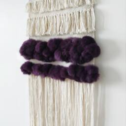 Woven Wall Hanging Boho Cotton Tapestry With Purple Accents - thumbnail 4