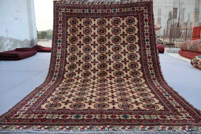 5'4x8'4 Ft Beige Turkmen Tekke Ersari Rug - Afghan Hand Knotted Veg Dyes Wool Tribal Oriental Home Decor Living Room Carpet - image 1