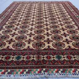 5'4x8'4 Ft Beige Turkmen Tekke Ersari Rug - Afghan Hand Knotted Veg Dyes Wool Tribal Oriental Home Decor Living Room Carpet - thumbnail 3