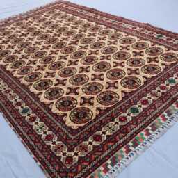 5'4x8'4 Ft Beige Turkmen Tekke Ersari Rug - Afghan Hand Knotted Veg Dyes Wool Tribal Oriental Home Decor Living Room Carpet - thumbnail 2