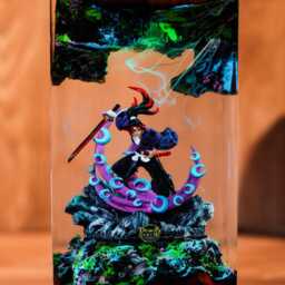 Ko.ku.s.hi.b.o.u Demon Slay.er Resin Lamp, Handmade Anime Night Light, Diorama Demon Slayer Gift - thumbnail 3