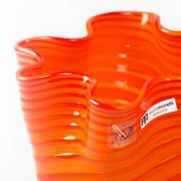 Handkerchief Murano Glass Vase Orange Blown Glass, Trademark Of Origin - thumbnail 2