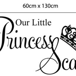 Personalised Nursery Wall Decal Our Little Princess Sticker Girls Bedroom Baby Room Gift - thumbnail 2