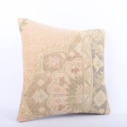 Handmade Turkish Kilim Pillow Cover Vintage Wool Cushion - 18x18 - thumbnail 2