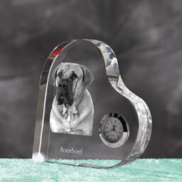 Boerboel - Crystal Clock in The Shape Of A Heart With Image Pure-Bred Dog - thumbnail 2