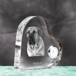 Boerboel - Crystal Clock in The Shape Of A Heart With Image Pure-Bred Dog - thumbnail 3