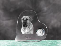 Boerboel - Crystal Clock in The Shape Of A Heart With Image Pure-Bred Dog - thumbnail 1