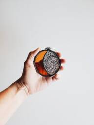 Mini Stained Glass Moon - Amber & Speckled Black & White, Crescent Wall Hanging, Celestial Art