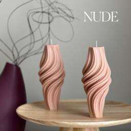 Wavy Roman Pillar Candle Abstract Swirl Soy Wax Candle - thumbnail 2