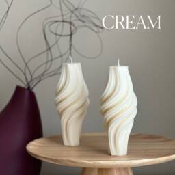 Wavy Roman Pillar Candle Abstract Swirl Soy Wax Candle - thumbnail 3