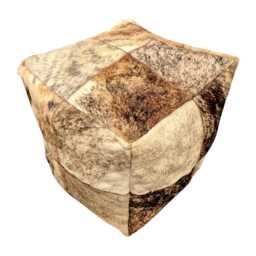 Genuine Cowhide Patchwork Bean Bag Cube Handmade in Beige Brindle Colour - thumbnail 4