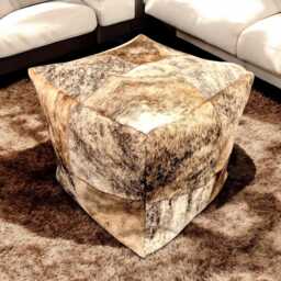 Genuine Cowhide Patchwork Bean Bag Cube Handmade in Beige Brindle Colour - thumbnail 3