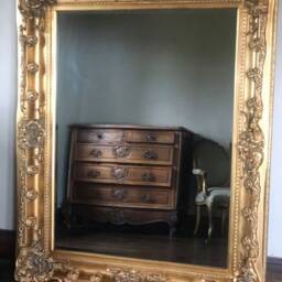 Quality Thick Wood Large Heavy Antique Gold Gilt Leaf Statement French Ornate Overmantle Fireplace Beveled Wall Mirror 5 Ft X 4 - thumbnail 2