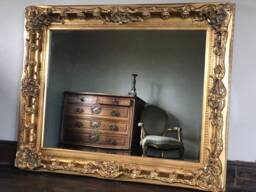 Quality Thick Wood Large Heavy Antique Gold Gilt Leaf Statement French Ornate Overmantle Fireplace Beveled Wall Mirror 5 Ft X 4