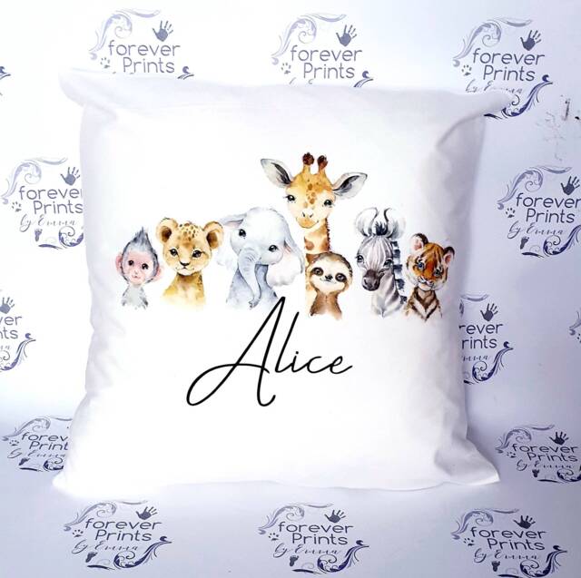 Safari Animal Cushion Personalised, Baby Safari Nursery - image 1