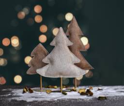 Handmade Hair-On Leather Christmas Tree Set Farmhouse Holiday Decor - thumbnail 1