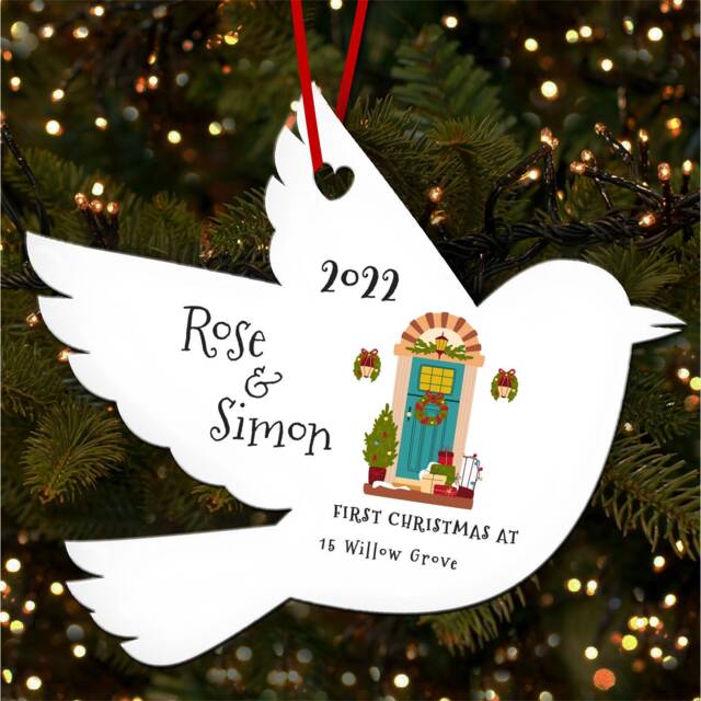 First At Winter Door Robin Personalised Christmas Tree Ornament Decoration