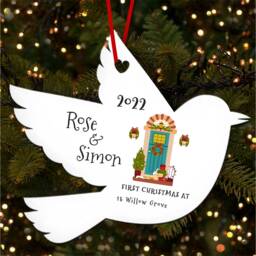 First At Winter Door Robin Personalised Christmas Tree Ornament Decoration