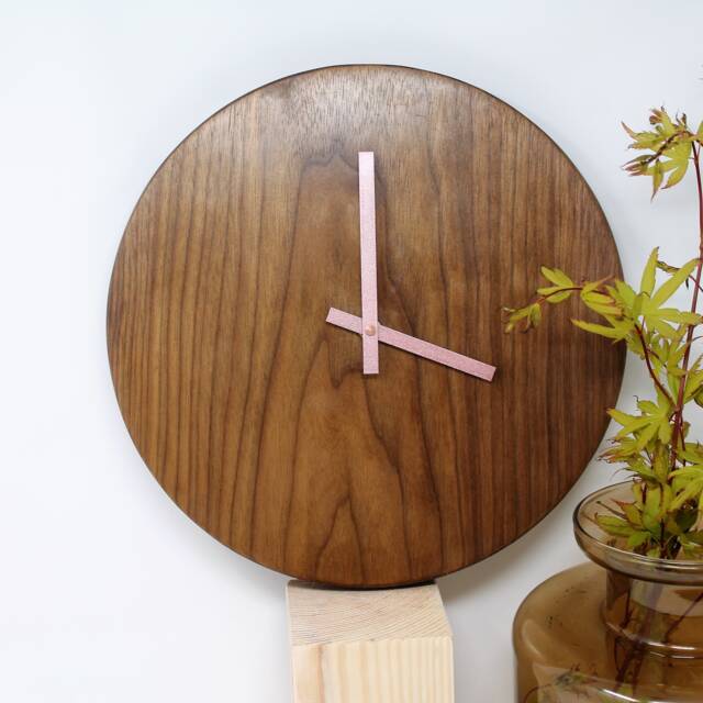 Round Wall Clock American Black Walnut Minimalist Scandi-style - image 1