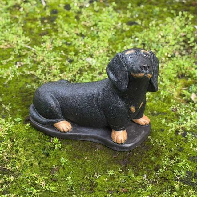 Cute Dachshund Dog Statue Concrete Black Sculpture Outdoor Animal Figurine Garden Pet Ornament Memorial Dachshund Lover Gift - image 1