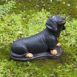 Cute Dachshund Dog Statue Concrete Black Sculpture Outdoor Animal Figurine Garden Pet Ornament Memorial Dachshund Lover Gift - thumbnail 3