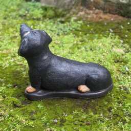 Cute Dachshund Dog Statue Concrete Black Sculpture Outdoor Animal Figurine Garden Pet Ornament Memorial Dachshund Lover Gift - thumbnail 4