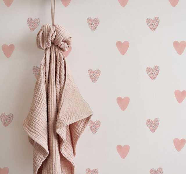Floral Heart Nursery Wall Stickers, Pink Or Blue Decals - image 1