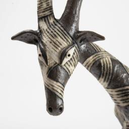 Ceramic Brown Goat Sculpture - Figurine Clay - thumbnail 4