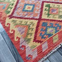 Tribal Kilim Rug, Handmade Artisan Afghan Turkish Persian Qashqai Navajo Bohemian Natural Wool Flatweave Multicolour Rug 157x101 cm - thumbnail 2