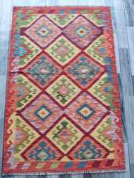 Tribal Kilim Rug, Handmade Artisan Afghan Turkish Persian Qashqai Navajo Bohemian Natural Wool Flatweave Multicolour Rug 157x101 cm - thumbnail 1