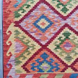 Tribal Kilim Rug, Handmade Artisan Afghan Turkish Persian Qashqai Navajo Bohemian Natural Wool Flatweave Multicolour Rug 157x101 cm - thumbnail 4