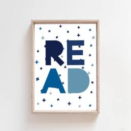 Reading Prints, Playroom Boys Nursery Bedroom Corner, Let's Read Print, Wall Art, Book Nook - thumbnail 2