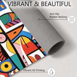 Colourful Abstract Cubist Geometric Artwork Rug Non-Slip Soft Area Carpet Bedroom Living Room Hallway Mat Decor - Made in UK - thumbnail 4