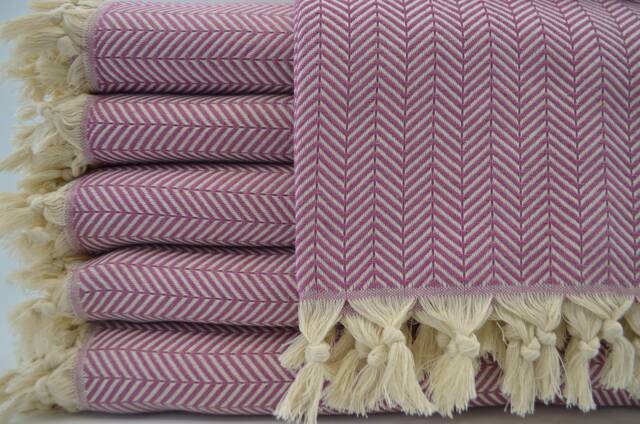 "Violet Color Blanket, Herringbone Throw, Bed Rug, Sofa Cover, Turkish Blanket, 75""x91" - image 1