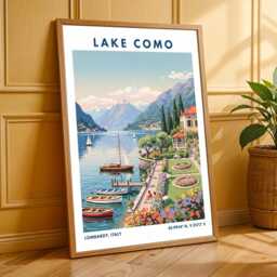 Lake Como Art Print Vintage Italian Landscape Travel Poster - thumbnail 3