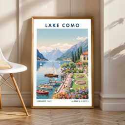 Lake Como Art Print Vintage Italian Landscape Travel Poster - thumbnail 1