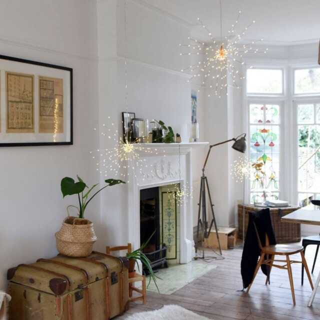 Copper Starburst Hanging Ceiling Light -Indoor & Outdoor Plug-In Or Battery Operated - image 1
