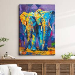Fun Elephant Abstract Color Painting Framed Poster Print & Canvas Wall Decor Art Bedroom Home Interior Funny Animal Lover Gift - thumbnail 1