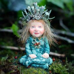 Fairy Art Doll Figurine, Whimsical Sitting Pixie Girl Sculpture, Fantasy Creature, Collectible Woodland Elf - thumbnail 4