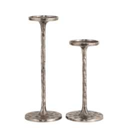 Antique Silver Aluminum Candle Holders Modern Wedding Centerpiece, Set Of 2 - thumbnail 2