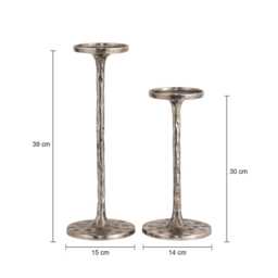 Antique Silver Aluminum Candle Holders Modern Wedding Centerpiece, Set Of 2 - thumbnail 3