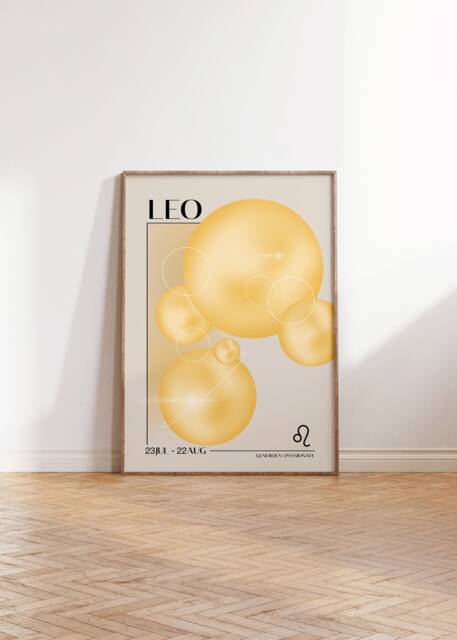 Leo Zodiac Sign Poster Print - Astrology Star Horoscope Fire Wall Decor Art - image 1