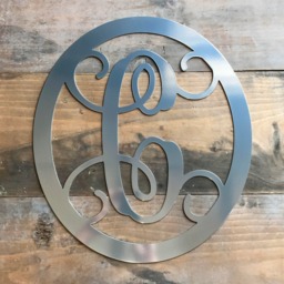 Metal Monogram Letter, Wreath, Door Hanger Monogram, Oval Monogramed Wall Art - thumbnail 2