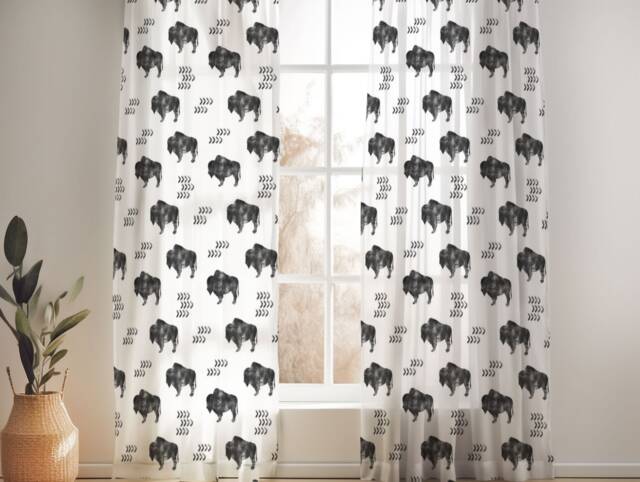 Buffalo Print Nursery Curtains Handmade Cotton, Blackout Option - image 1