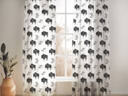 Buffalo Print Nursery Curtains Handmade Cotton, Blackout Option