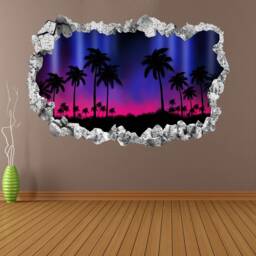 Palm Trees Sunset Silhouette Wall Decal Sticker Mural Poster Print Art Home Bedroom Office Decor Kr35 - thumbnail 3