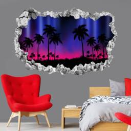 Palm Trees Sunset Silhouette Wall Decal Sticker Mural Poster Print Art Home Bedroom Office Decor Kr35 - thumbnail 2
