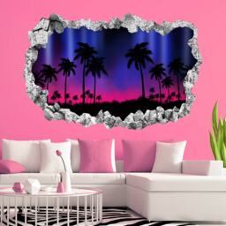 Palm Trees Sunset Silhouette Wall Decal Sticker Mural Poster Print Art Home Bedroom Office Decor Kr35 - thumbnail 1