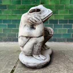 Sitting Frog Sculpture Concrete Amphibian Figurine Outdoor Yard Ornament Toad Decoration Front Door Statue Handmade Gift - thumbnail 4